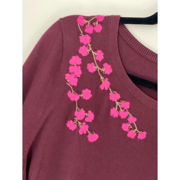 Lands'End Floral Embroidered Crewneck Sweater Size Large g28 - Picture 9 of 16